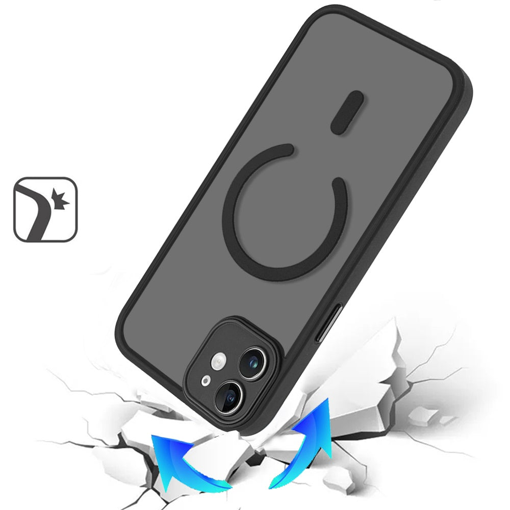 Phone Case for Apple iPhone 11 Matte Frosted Magnetic Back Hybrid Hard PC Soft TPU Camera Protection Slim Shock Absorbing Anti Fingerprint Cover