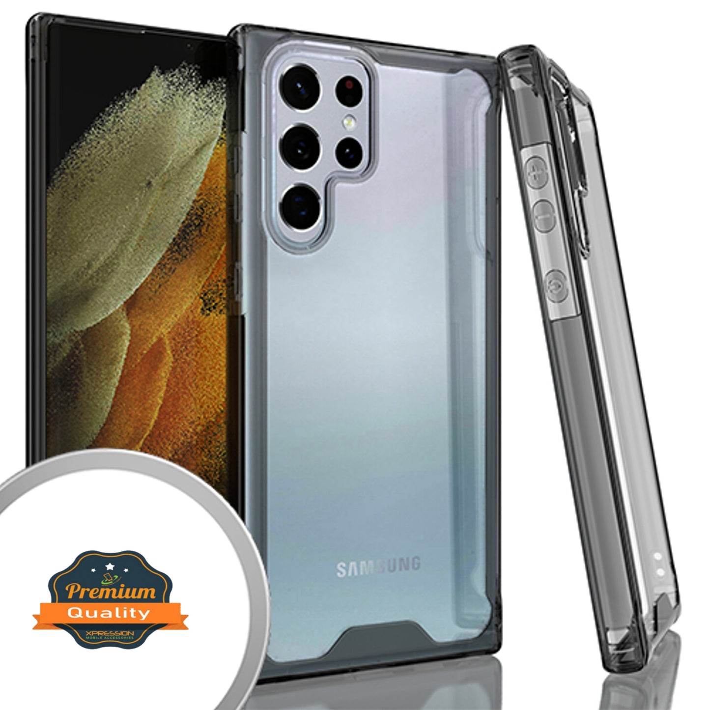 For Samsung Galaxy S25 Ultra Slim Shock-Absorbing Hybrid Clear Hard Back Frame Rubber TPU + PC Gummy Defender Protection Case Cover