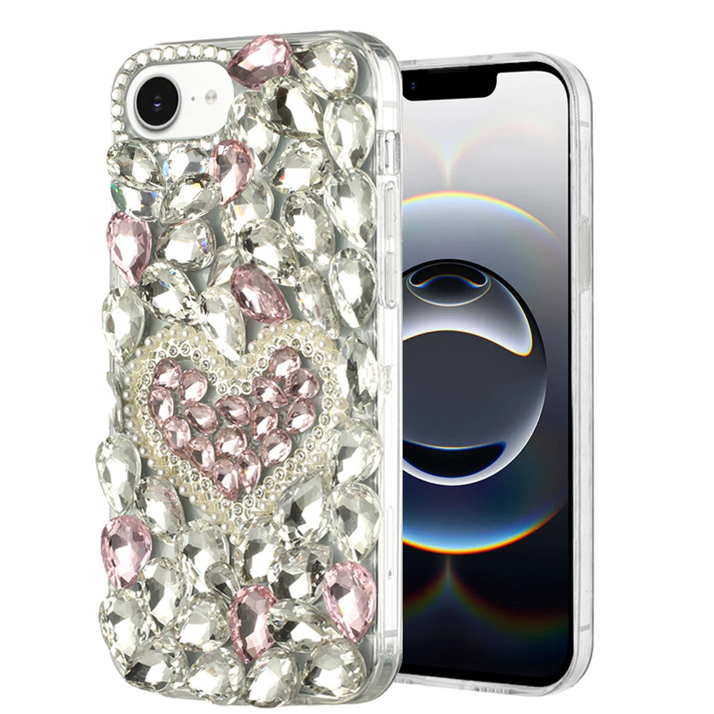 For Apple iPhone 16e (E edition) Bling Crystal 3D Full Diamonds Luxury Sparkle Rhinestone Hybrid Protective Case Cover