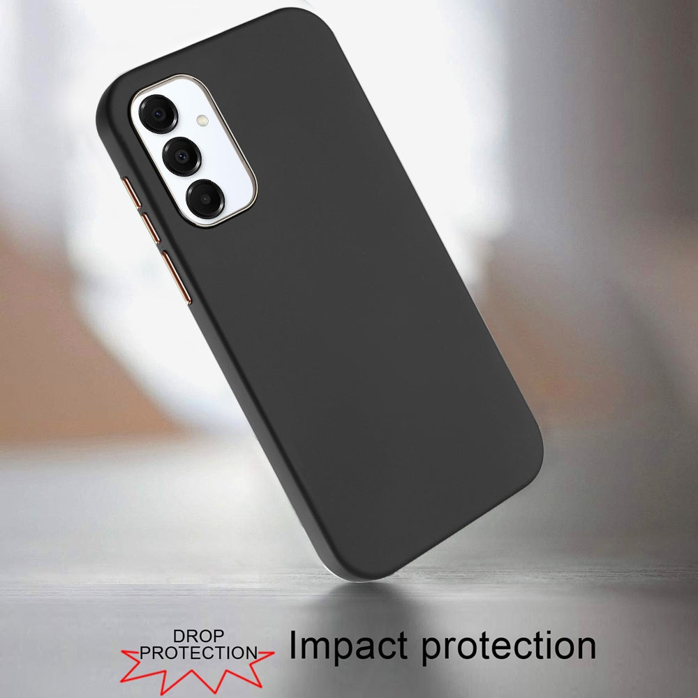 Phone Case for Samsung Galaxy A16 5G Hybrid Silicone TPU Rubber Chromed Edge TPU Bumper Reinforced Corners Shock Absorbing Protection Cover Black