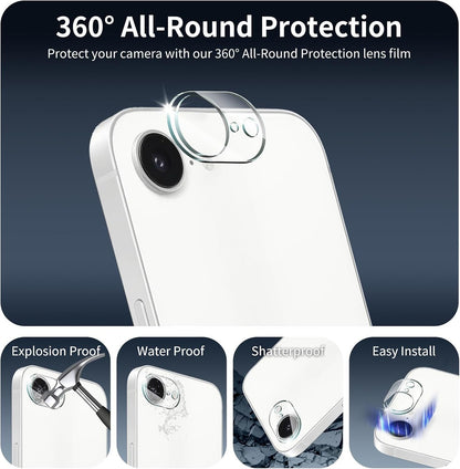 Screen Protector for Apple iPhone 17E /iPhone 16E Camera Lens Protector – Tempered Glass, Clear, Scratch-Resistant, 9H Hardness Back Camera Protection Clear