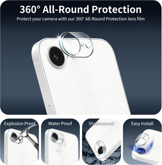 Screen Protector for Apple iPhone 17E /iPhone 16E Camera Lens Protector – Tempered Glass, Clear, Scratch-Resistant, 9H Hardness Back Camera Protection Clear