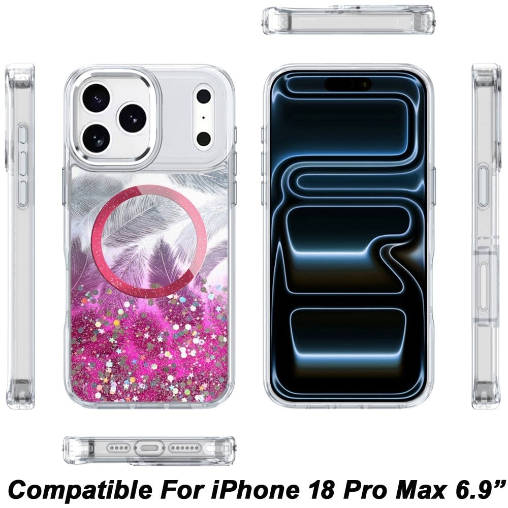 Phone Case for Apple iPhone 18 Pro Max Magnetic Epoxy Glitter Shimmer Crystal Hybrid Shockproof Slim Grip Anti Scratch Protective Clear Cover