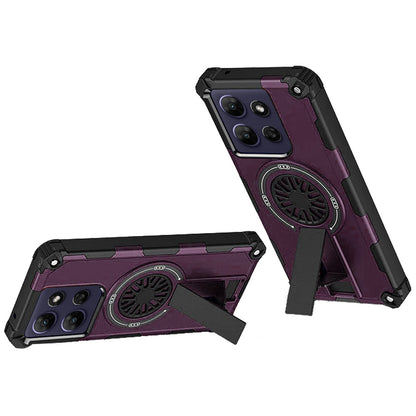 Phone Case for Motorola Moto G Power 5G 2026 /2025 Invisible Kickstand Magnetic Car Mount Friendly Shockproof Texture Anti Slip Durable Grip Heavy Duty Hybrid Cover Purple