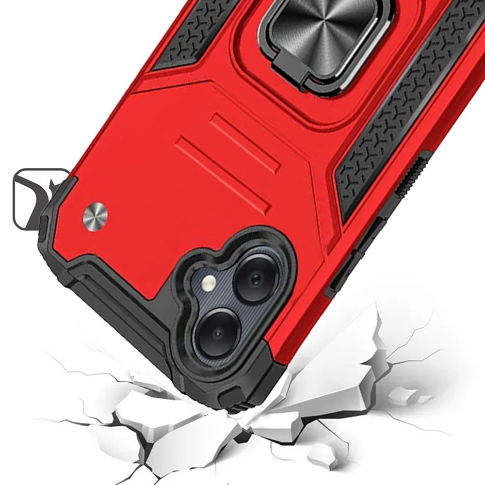 For Samsung Galaxy A36 Armor Hybrid Magnetic Stand with Ring Holder Kickstand Shockproof Heavy-Duty Durable Rugged TPU Dual Layer Case Cover
