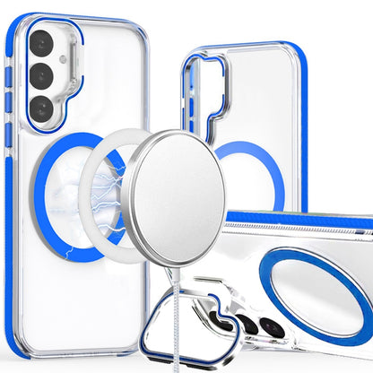 For Samsung Galaxy S22 Ultra Hybrid Clear Invisible Camera Bracket Stand [With Magsafe Magnetic Circle] Shockproof Color Frame Case Cover