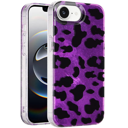 For Apple iPhone 17E /16E Glitter Leopard, Fashion Design Animal Skin Print Slim IMD TPU Dual Layer Shockproof Protective Case Cover