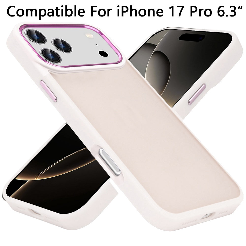 For Apple iPhone 17 Pro (6.3") Slim Fit Thin Hybrid,Frosted Matte Polished Acrylic Hard PC with TPU Rubber Frame Case Cover