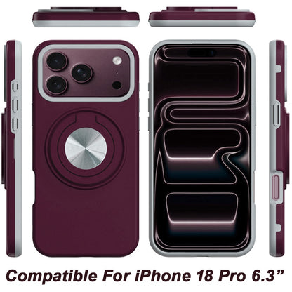 Phone Case for Apple iPhone 18 Pro Shockproof Magnetic Ring Stand Rotating CarMount Hybrid Metal Matte Finish AntiSlip Grip Kickstand Cover