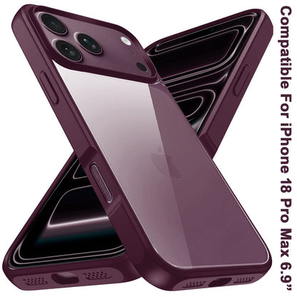 Phone Case for Apple iPhone 18 Pro Max/ iPhone 17 Pro Max Transparent Thick 2.0mm Hybrid Shockproof Rubber TPU Protective Slim Fit Grip Durable Clear HQ Design Cover Purple