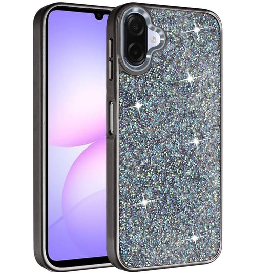 Phone Case for Samsung Galaxy A08 4G, A07 5G, A07 4G Crystal Glass Bling Diamond Metallic Edge Shockproof Durable Protective Clear Hybrid Stylish Premium Design Cover