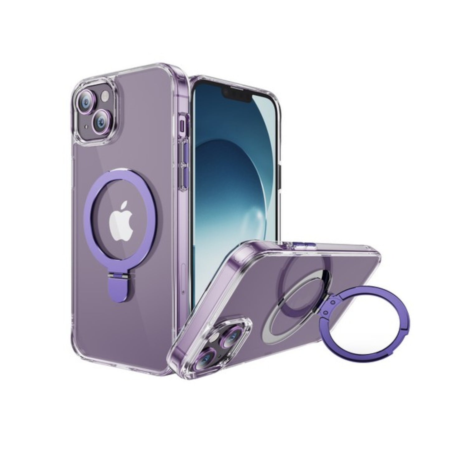 For Apple iPhone 15 Pro (6.1") Magnetic Hybrid Transparent Edge Bumper Invisible Stand [Compatible with Magsafe] Slim  Phone Case Cover
