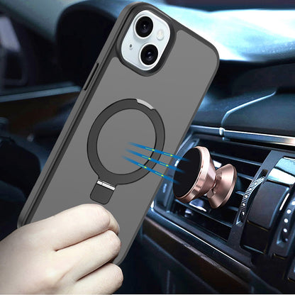 Phone Case for iPhone 14/13 (6.1") Magnetic Ring Stand Full Rotation Matte Shockproof Grip Anti Slip Durable Camera Protection Hybrid Cover