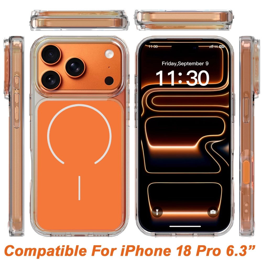Phone Case for Apple iPhone 18 Pro Metallic Transparent Magnetic Magsafe Compatible Shockproof Hybrid TPU Durable Clear Protective Grip Cover