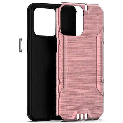 Phone Case for Apple iPhone 15 Pro Brushed Hybrid Dual Layer Shockproof Rugged Armor Reinforced Bumper Scratch Resistant Slim Fit Cover Pink