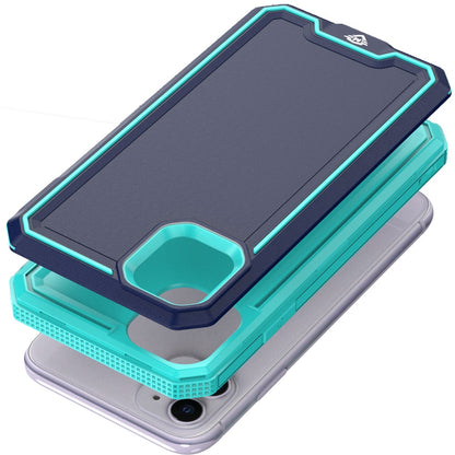 For iPhone 12 / iPhone 12 Pro (6.1") Premium Fused Hybrid Tough Strong Hard PC TPU Rubber Shockproof Drop Protection Impact Case Cover Blue