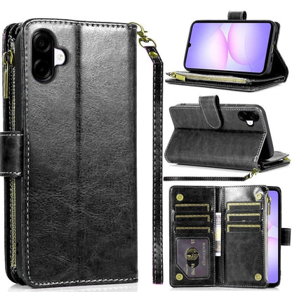Phone Case for Samsung Galaxy A08 4G, A07 5G, A07 4G Luxury Leather Wallet Card Holder Zipper Pocket Money Storage Protective Grip Design with Strap Cover