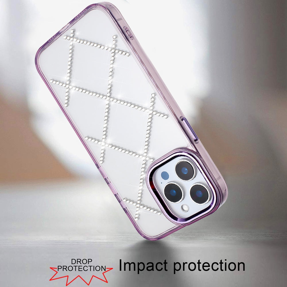 For Samsung Galaxy S26+ / S26 Plus Gem Glitter Diamond Bling Clear Hybrid TPU Cover, Colorful Shockproof Protective Back, Slim Fit for Women Girls Case Cover Dark Purple