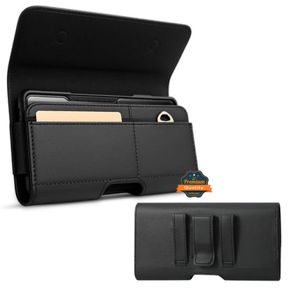 For Cricket Debut S3 2024 Magnetic Leather Pouch with Belt Clip, Secure Magnetic Closure, Soft Lining, Card Holder Slot, Fits 6.5"- 7.0" Phones Case Cover Black