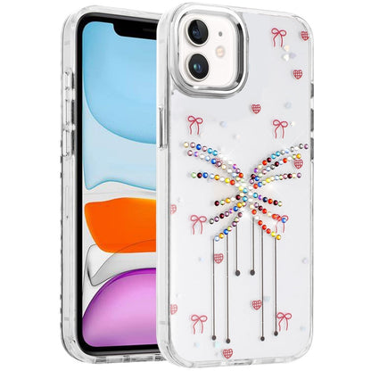 For Apple iPhone 11 Butterfly Resin Epoxy Diamond Design Metal Edged Hybrid Shockproof Heavy Duty Drop Protection Case Cover
