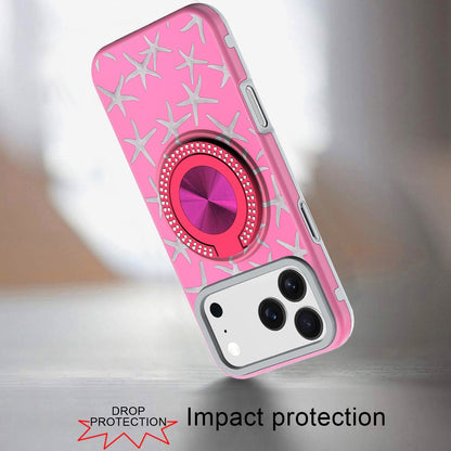 Phone Case for Apple iPhone 18 Pro Max Magnetic Ring Stand Matte Metal Hybrid Car Mount Friendly Shockproof Rotational Grip Diamond Design Pattern Cover