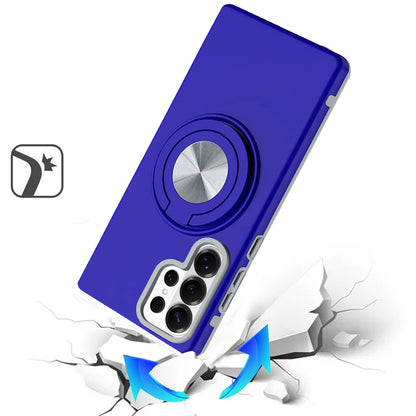 For Samsung Galaxy S26 Ultra Metal Matte Hybrid with Invisible Rotational Ring Stand, Car Mount Friendly, Military Grade Slim Fit Sturdy Case Cover
