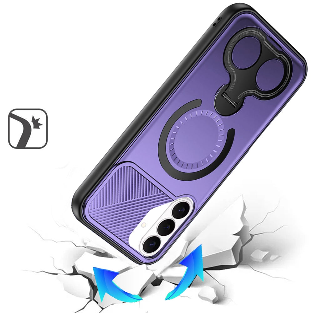 For Samsung Galaxy S26+ / S26 Plus Hybrid with Invisible 2 Hole Ring Stand Magnetic back Car Mount Friendly Protector Case Cover Purple