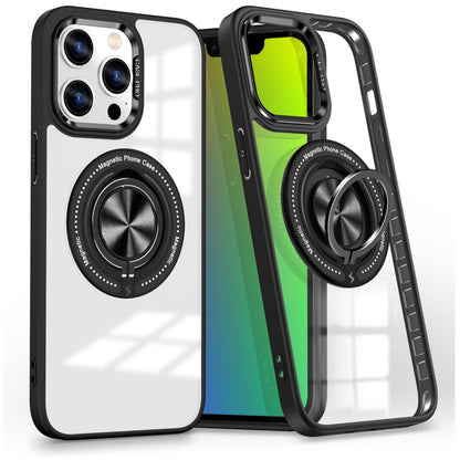 For Samsung Galaxy S25 /S24 Clear Transparent Back Hybrid with Rotating Ring Stand, MagSafe Compatible Shockproof Slim TPU PC Case Cover