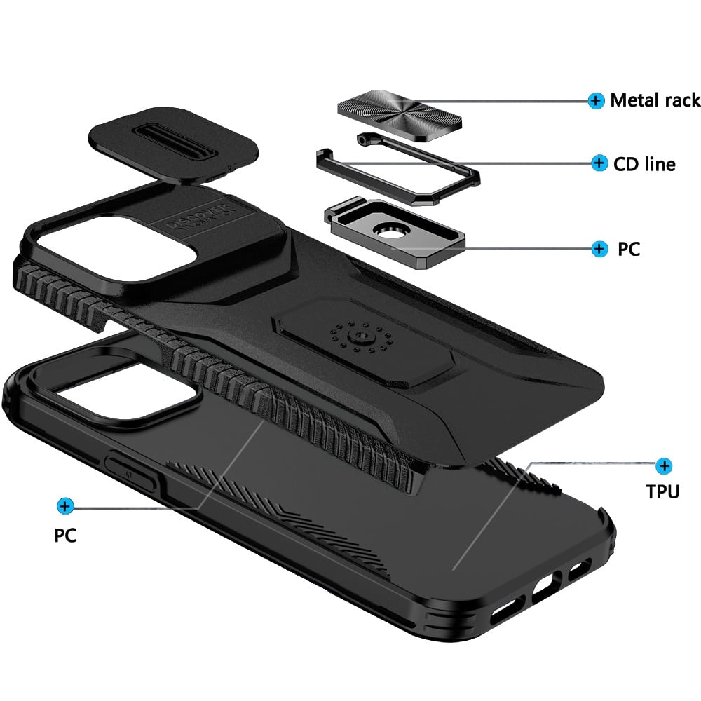 Phone Case for Apple iPhone 14 Pro Max Magnetic Ring Stand Camera Protection Shockproof Heavy Duty Kickstand Rugged Grip Anti Scratch Hybrid Cover Black