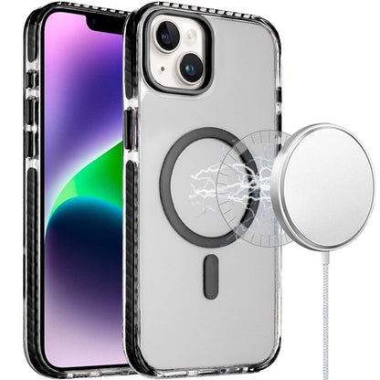 Phone Case for iPhone 14 / iPhone 13 MagSafe Magnetic Transparent Hybrid Shockproof Clear Color Match Durable Grip Hard TPU Slim Protective Cover Black