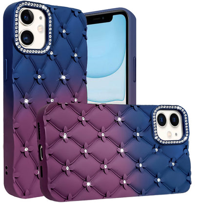 For Samsung Galaxy S26 Ultra Fashion Flower Design Sparkle Glitter Shimmer Rhinestone Bling Floral Accents, Leather Texture TPU Case Cover