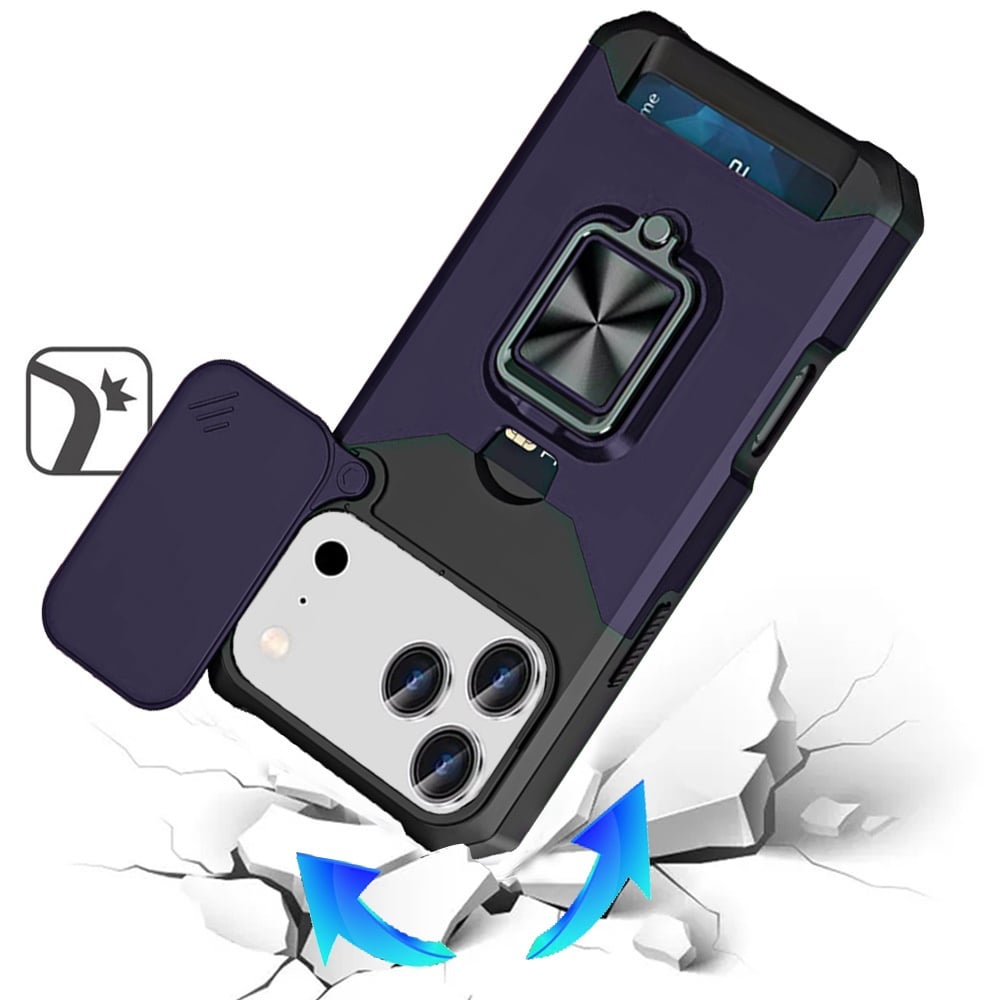 Phone Case for Apple iPhone 18 Pro Card Holder Magnetic Ring Stand Shockproof Anti Slip Wallet Grip Protective Hybrid Design Cover