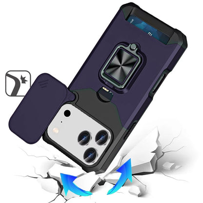 Phone Case for Apple iPhone 18 Pro Card Holder Magnetic Ring Stand Shockproof Anti Slip Wallet Grip Protective Hybrid Design Cover
