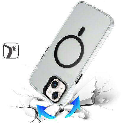 For Apple iPhone 14 /13 Transparent Hybrid Magnetic Circle with Camera Lens Kickstand, Shockproof Slim TPU PC Case Cover