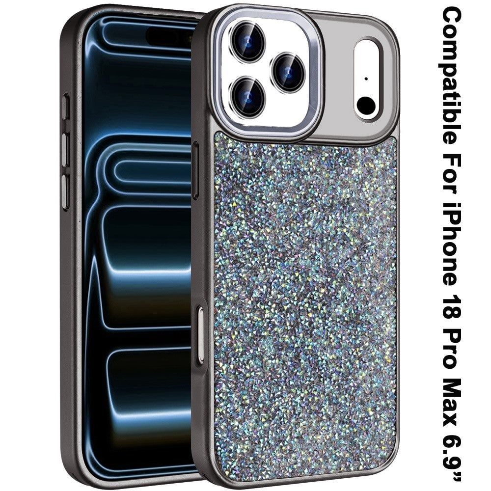 Phone Case for Apple iPhone 18 Pro Max Crystal Glass Bling Diamond Metallic Edge Shockproof Durable Protective Clear Hybrid Stylish Premium Design Cover