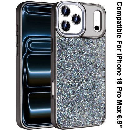 Phone Case for Apple iPhone 18 Pro Max Crystal Glass Bling Diamond Metallic Edge Shockproof Durable Protective Clear Hybrid Stylish Premium Design Cover
