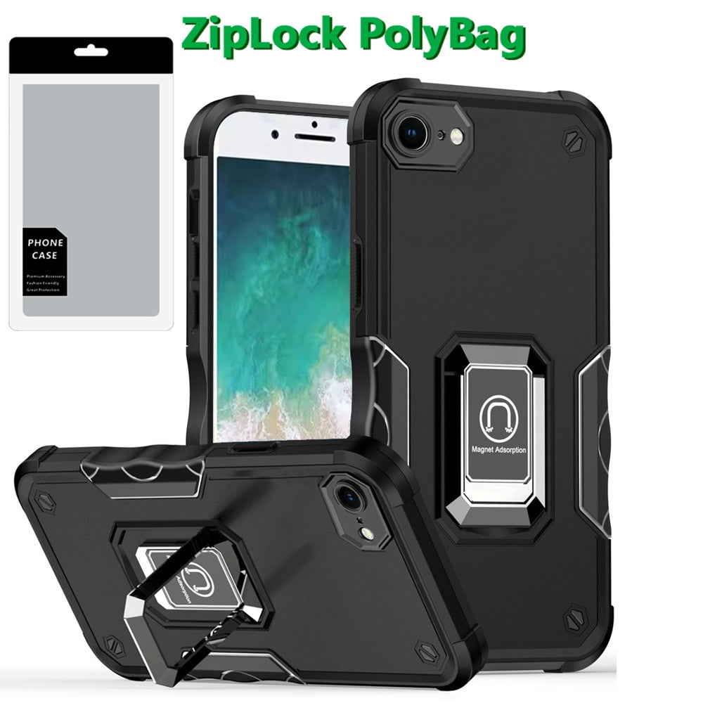 For Apple iPhone 17E /16E Hybrid Stand Magnetic Ring Holder Kickstand Heavy Duty Rugged Drop Silicone & Hard PC Shockproof Case Cover
