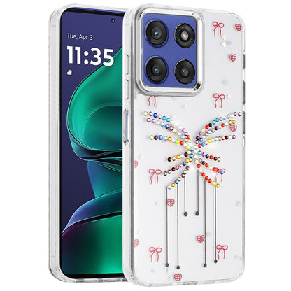 For Motorola Moto G Stylus 5G 2026 /2025 Butterfly Resin Epoxy Diamond Design Metal Edged Hybrid Shockproof Heavy Duty Drop Protection Case Cover