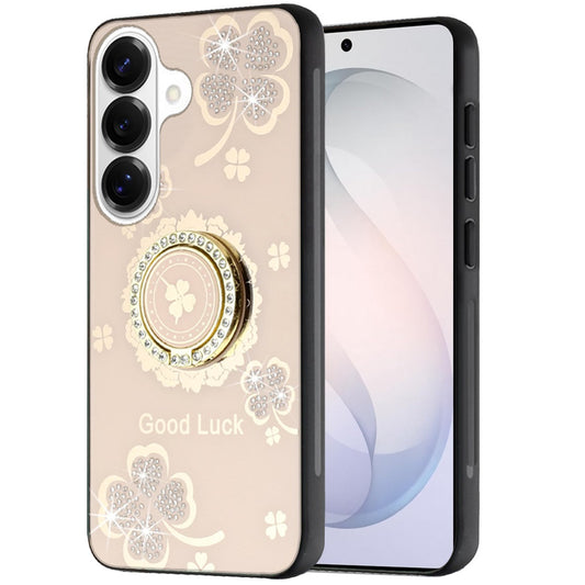 Phone Case for Samsung Galaxy S26 FE /Fan Edition Diamond 3D Fashion Floral Glitter Engraved Luxury Bling Hybrid Shockproof Chrome Edge Protective Grip Cover