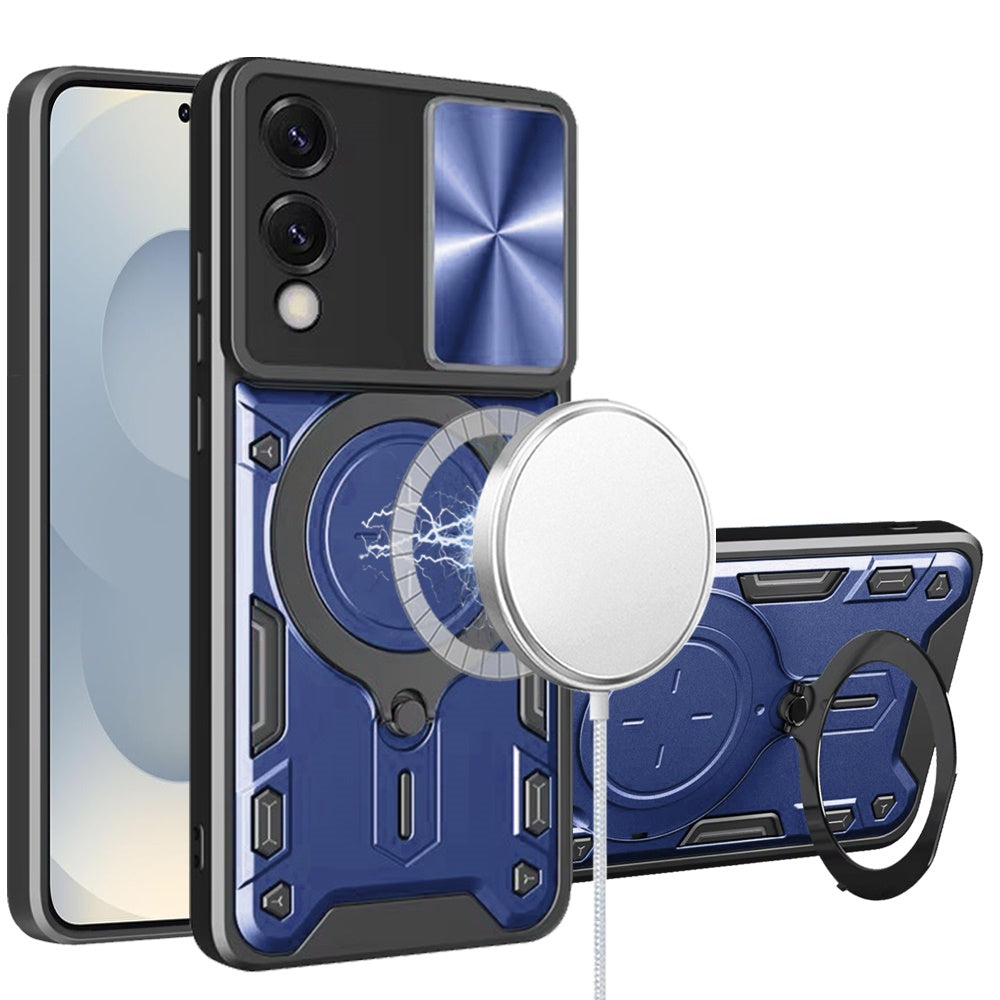 For Samsung Galaxy S25 EDGE Hybrid Magnetic 360° Ring Kickstand, MagSafe Compatible, Durable Full Camera Lens Protection Case Cover