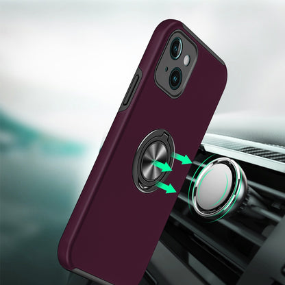 Phone Case for iPhone 14/13 Invisible Ring Stand Shockproof Anti Slip Durable Grip Protective Hybrid Fit Magnetic Car Mount Holder Cover Purple