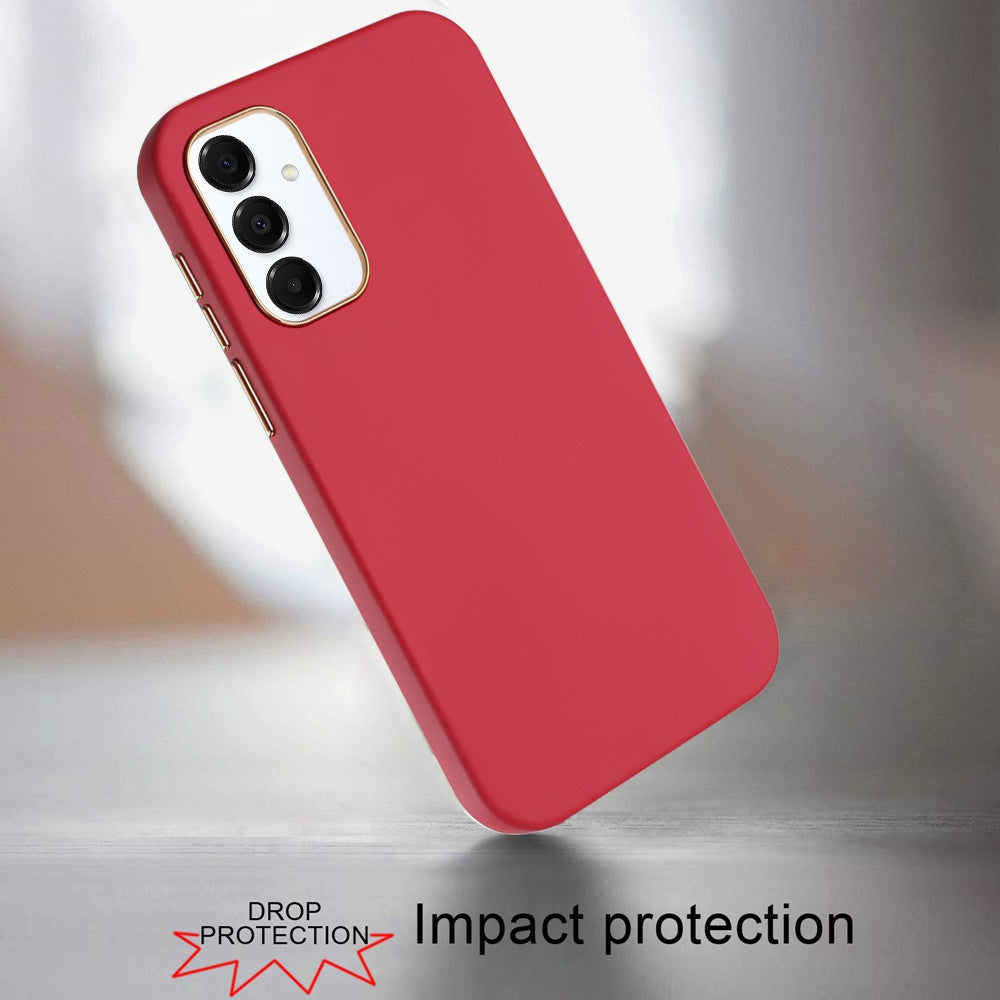 Phone Case for Samsung Galaxy A16 5G Hybrid Silicone TPU Rubber Chromed Edge TPU Bumper Reinforced Corners Shock Absorbing Protection Cover Red