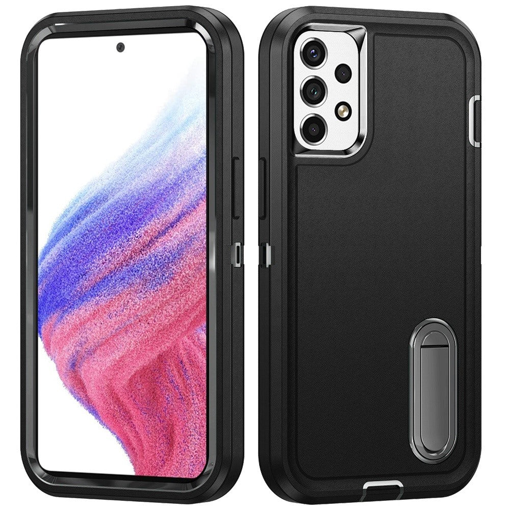 For Apple iPhone 16 Plus (6.7") Hybrid 3 Layers Hard 3in1 Shockproof with Kickstand Heavy Duty Hard TPU Rubber Anti-Drop Case Cover Black