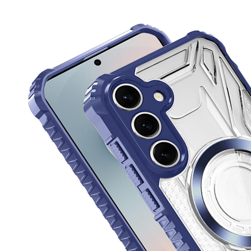 For Samsung Galaxy S25 FE /S25 Fan Edition MagSafe Compatible Pattern Clear Transparent Rugged Hybrid Magnetic TPU Shockproof Armor Case Cover Dark Blue