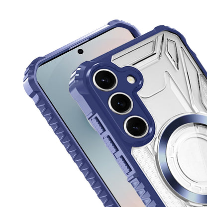 For Samsung Galaxy S25 FE /S25 Fan Edition MagSafe Compatible Pattern Clear Transparent Rugged Hybrid Magnetic TPU Shockproof Armor Case Cover Dark Blue
