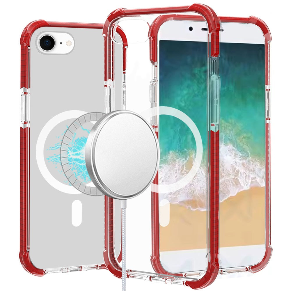 Magnetic Acrylic Case Transparent Back, Rugged Colorful Frame, Shockproof Hybrid, MagSafe Compatible