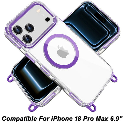 Phone Case for Apple iPhone 18 Pro Max Transparent Magnetic Lanyard Shockproof Hybrid Clear Grip Durable Camera Protection TPU Anti-Slip Design Cover