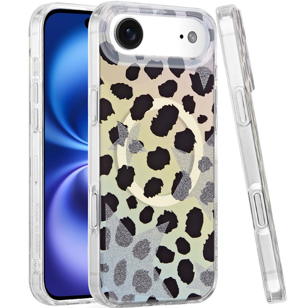 For Apple iPhone 17 Pro Max Stylish Pattern Fashion IMD Printed Design TPU Double Layer Slim Shockproof with Magnetic Back Case Cover Colorful Leopard