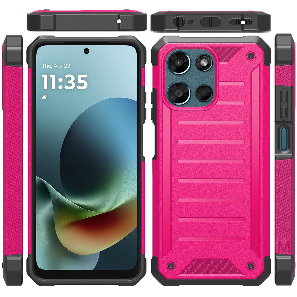 For Motorola Moto G Play 5G 2026 Tough Lined Design Hybrid Shockproof Protective Rugged TPU Hard PC with Durable Grip Case Cover
