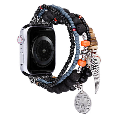 Watch Band for Apple Watch 42/44/45/46mm & Ultra 49mm, Series 4-10 & SE Fashion Beaded Ornaments Adjustable Decorative Bracelet Style with Comfortable Wear Structure